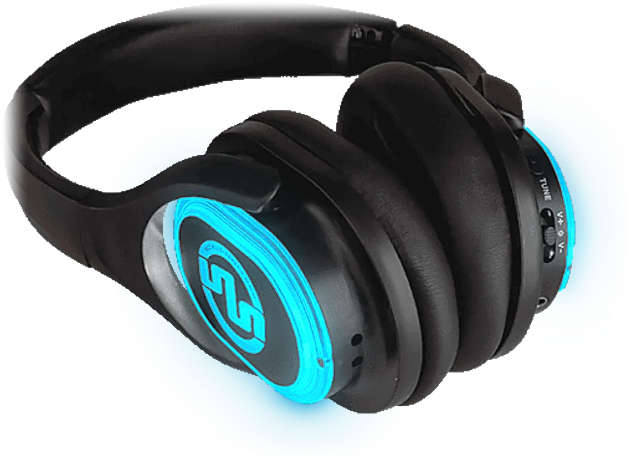 Silent Disco Kopfhörer SX-553 Evolution HiFi mit hellblau leuchtenden LEDs